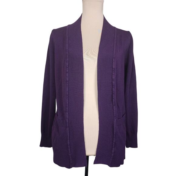 Cielo Burgundy Dark Purple Large Cardigan Sweater - Picture 1 of 5